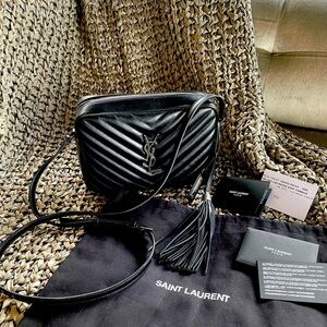 YSL LouLou Camera bag black/silver hardware Dust bag and authentication card.